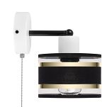 Weiße Wandlampe mit schwarzem Lampenschirm und Schnur-Zugschalter SHWAND-TI-1010WE-SC Wandleuchte - 3