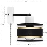 Weiße Wandlampe mit schwarzem Lampenschirm und Schnur-Zugschalter SHWAND-TI-1010WE-SC Wandleuchte - 5