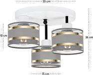 Weiße Deckenlampe mit drei Lampenschirme grau TI-3030WE-GRGRGR Deckenleuchte - 4