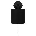 Schwarze Wandlampe mit schwarzem Lampenschirm und Schnur-Zugschalter SHWAND-CL-1010SC-SC Wandleuchte - 4