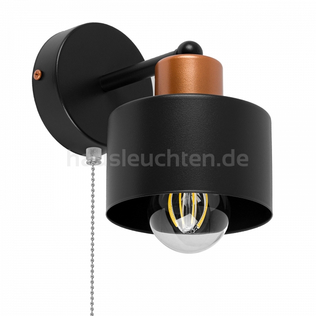 Schwarze Wandlampe mit Zugschalter aus Metall SHWAND-OST1010MO Wandleuchte