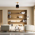 Schwarze Deckenlampe aus Holz LED Lampe Leuchte CL-SC10x10BU-SC 1xE27 - 2