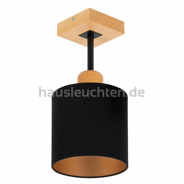 Schwarze Deckenlampe aus Holz LED Lampe Leuchte CL-SC10x10BU-SC 1xE27