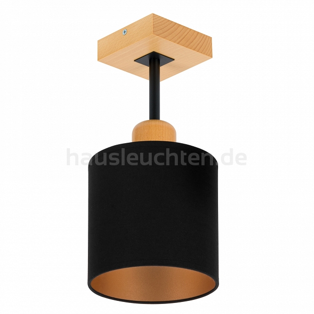 Schwarze Deckenlampe aus Holz LED Lampe Leuchte CL-SC10x10BU-SC 1xE27