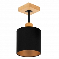Schwarze Deckenlampe aus Holz LED Lampe Leuchte CL-SC10x10BU-SC 1xE27