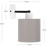 Weiße Wandlampe mit grauem Lampenschirm WAND-CL-1010WE-GR Wandleuchte - 5