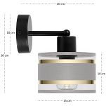 Schwarze Wandlampe mit grauem Lampenschirm WAND-TI-1010SC-GR Wandleuchte - 5