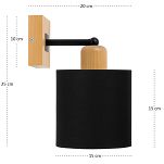 Schwarze Wandlampe aus Holz CL-WAND-SC10x10BU-SC LED Wandleuchte - 5