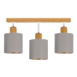 Graue Deckenlampe aus Holz LED Lampe Leuchte CL-WE50x7BU-GR 3xE27 - 3
