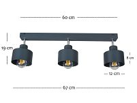 Anthrazite Deckenstrahler Deckenlampe 3PRST6005AN Deckenleuchte 3-flammig - 3