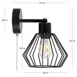 Schwarze Wandlampe mit Zugschalter aus Metall SHWAND-BR-OST1010SC Wandleuchte - 4