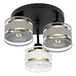 Schwarze Deckenlampe mit drei Lampenschirme grau/weiß TI-3030SC-GRWEGR Deckenleuchte