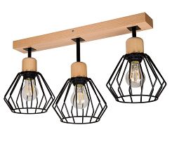 Schwarze Deckenlampe aus Holz BR-SC50x7BU Deckenleuchte 3-flammig