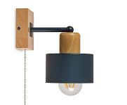 Anthrazite Wandlampe mit Zugschalter aus Holz SHWAND-AN10x10BU Wandleuchte - 3