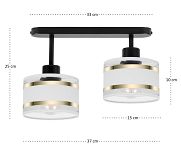 Schwarze Deckenlampe mit zwei Lampenschirme weiß TI-3306SC-WEWE Deckenleuchte - 4