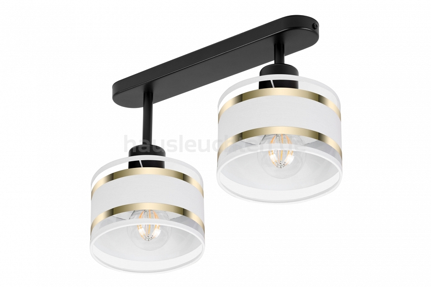 Schwarze Deckenlampe mit zwei Lampenschirme weiß TI-3306SC-WEWE Deckenleuchte