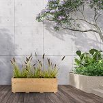 Blumentopf Holz Eiche Pflanzkübel Übertopf Blumenkasten 3x Kunststoffeinsätzen Herausnehmbar 91KAN3332EI - 3