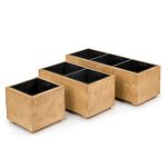 Blumentopf Holz Eiche Pflanzkübel Übertopf Blumenkasten 3x Kunststoffeinsätzen Herausnehmbar 91KAN3332EI - 4