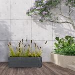 Blumentopf Holz Grau Pflanzkübel Übertopf Blumenkasten 3x Kunststoffeinsätzen Herausnehmbar 91KAN3332AN - 3