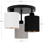 Schwarze Deckenlampe mit drei Lampenschirme weiß/grau/schwarz CL-3030SC-WEGRSC Deckenleuchte - 4