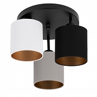 Schwarze Deckenlampe mit drei Lampenschirme weiß/grau/schwarz CL-3030SC-WEGRSC Deckenleuchte