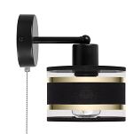 Schwarze Wandlampe mit schwarzem Lampenschirm und Schnur-Zugschalter SHWAND-TI-1010SC-SC Wandleuchte - 3