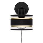 Schwarze Wandlampe mit schwarzem Lampenschirm und Schnur-Zugschalter SHWAND-TI-1010SC-SC Wandleuchte - 4