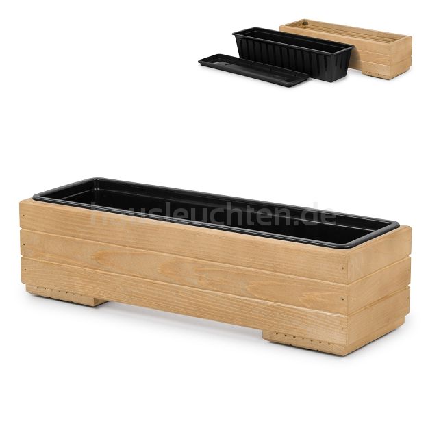 Pflanzkübel aus Holz mit Einsatz und Untersetzer EICHE Pflanzkasten Blumenkasten Balkonkasten 61DES1917EI