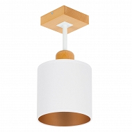 Weiße Deckenlampe aus Holz LED Lampe Leuchte CL-WE10x10BU-WE 1xE27