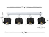 Weiße Deckenstrahler Deckenlampe 4PRST6005WE Deckenleuchte 4-flammig - 3
