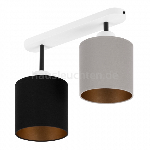 Weiße Deckenlampe mit zwei Lampenschirme grau/schwarz CL-3306WE-GRSC Deckenleuchte