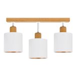 Weiße Deckenlampe aus Holz LED Lampe Leuchte CL-WE50x7BU-WE 3xE27 - 3