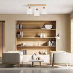 Weiße Deckenlampe aus Holz LED Lampe Leuchte CL-WE50x7BU-WE 3xE27 - 2