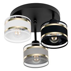 Schwarze Deckenlampe mit drei Lampenschirme weiß/grau/schwarz TI-3030SC-WEGRSC Deckenleuchte