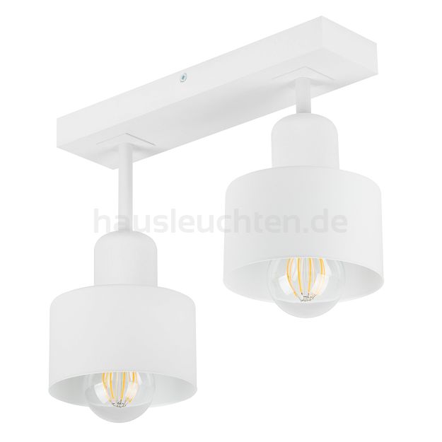 Weiße Deckenlampe aus Holz WE30x7WE Deckenleuchte 2-flammig