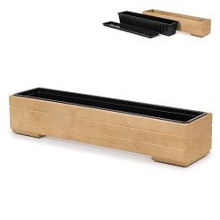 Pflanzkübel aus Holz mit Einsatz und Untersetzer EICHE Pflanzkasten Blumenkasten Balkonkasten 82DES1917EI