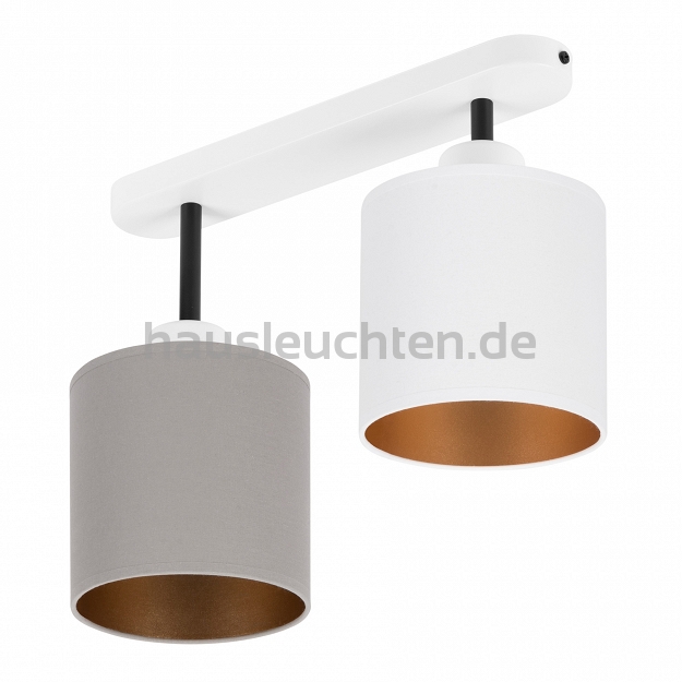 Weiße Deckenlampe mit zwei Lampenschirme grau/weiß CL-3306WE-GRWE Deckenleuchte