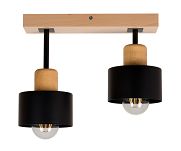 Schwarze Deckenlampe aus Holz SC30x7BU Deckenleuchte 2-flammig - 4