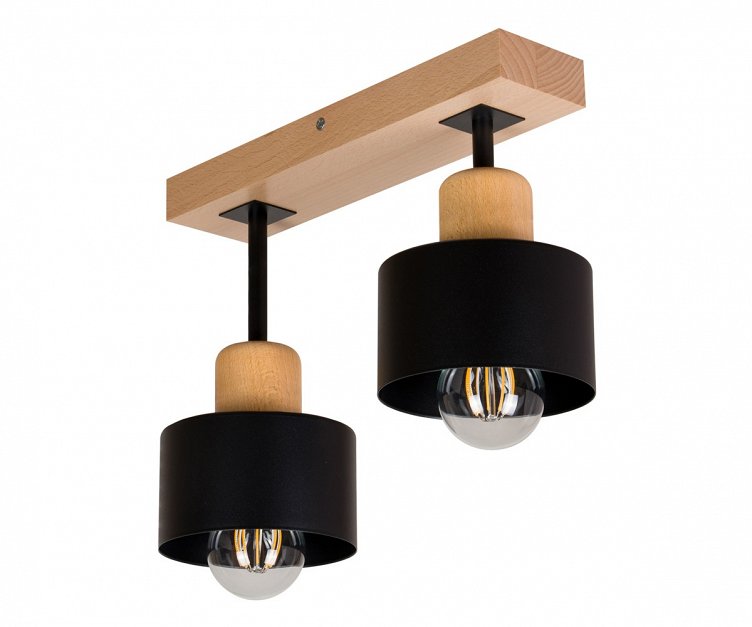 Schwarze Deckenlampe aus Holz SC30x7BU Deckenleuchte 2-flammig günstig  online kaufen