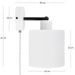 Weiße Wandlampe mit weißem Lampenschirm und Schnur-Zugschalter SHWAND-CL-1010WE-WE Wandleuchte - 5