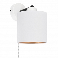 Weiße Wandlampe mit weißem Lampenschirm und Schnur-Zugschalter SHWAND-CL-1010WE-WE Wandleuchte