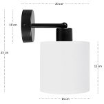 Schwarze Wandlampe mit weißem Lampenschirm WAND-CL-1010SC-WE Wandleuchte - 5