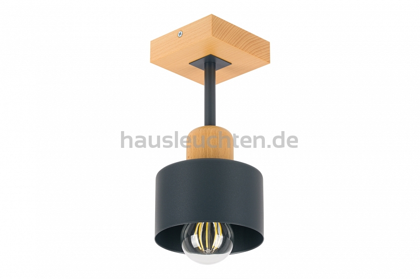 Anthrazite Deckenlampe aus Holz AN10x10BU Deckenleuchte 1-flammig