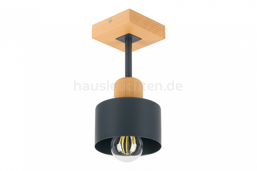 Anthrazite Deckenlampe aus Holz AN10x10BU Deckenleuchte 1-flammig