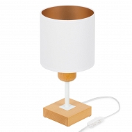 Weiße Tischlampe aus Holz Nachttischlampe CL-TI-WE10x10BU-WE 1xE27