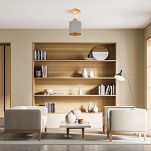 Graue Deckenlampe aus Holz LED Lampe Leuchte CL-WE10x10BU-GR 1xE27 - 2