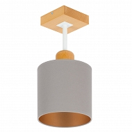 Graue Deckenlampe aus Holz LED Lampe Leuchte CL-WE10x10BU-GR 1xE27