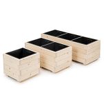 Blumentopf Holz Pflanzkübel Übertopf Blumenkasten 3x Kunststoffeinsätzen Herausnehmbar 91KAN3332 - 4