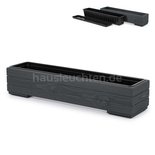 Pflanzkübel aus Holz mit Einsatz und Untersetzer GRAU Pflanzkasten Blumenkasten Balkonkasten 82DES1917AN