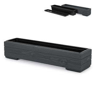 Pflanzkübel aus Holz mit Einsatz und Untersetzer GRAU Pflanzkasten Blumenkasten Balkonkasten 82DES1917AN